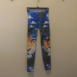 Girls Spandex Tiger Themed Leggings